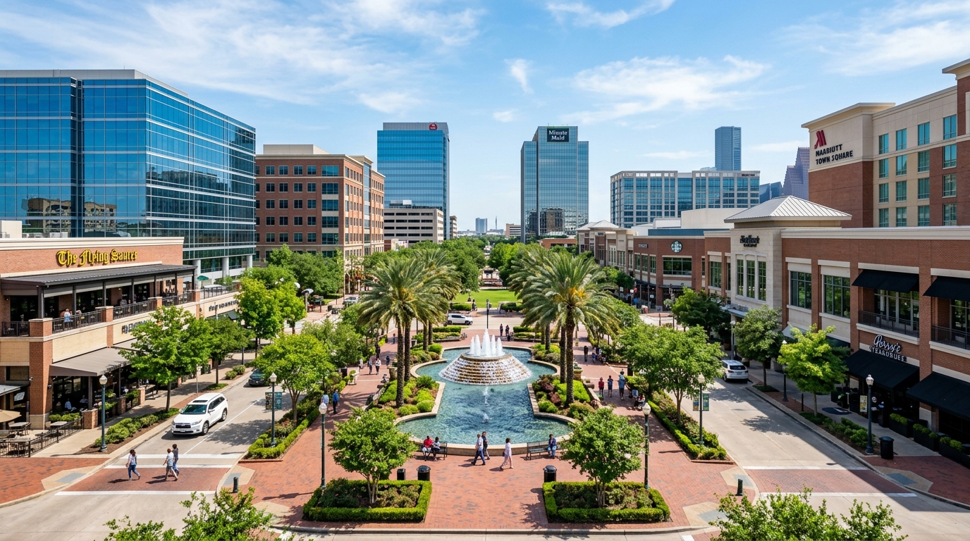 Sugar Land Town Square and Fort Bend County business district