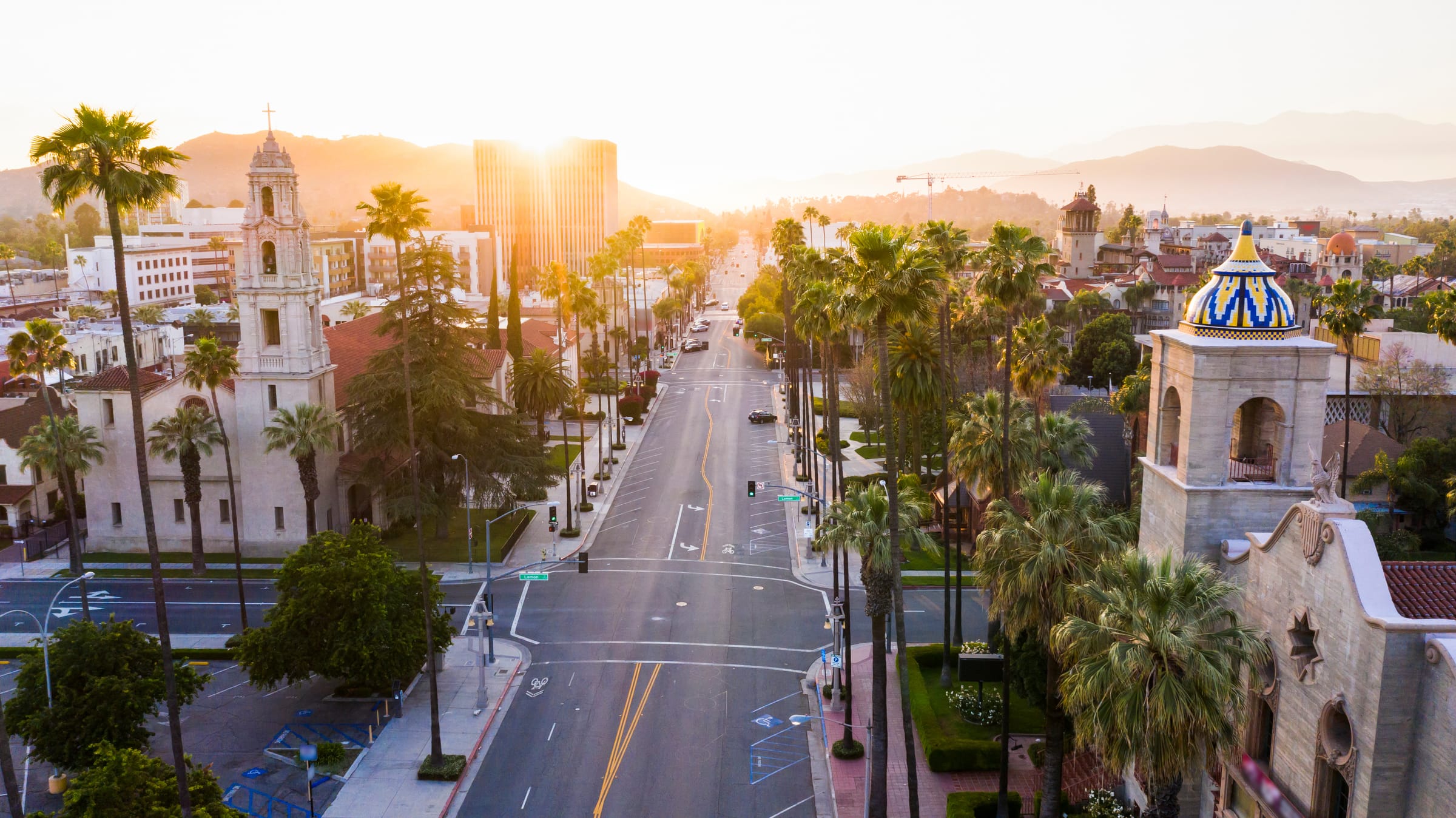 Riverside County city and mountain landscape
